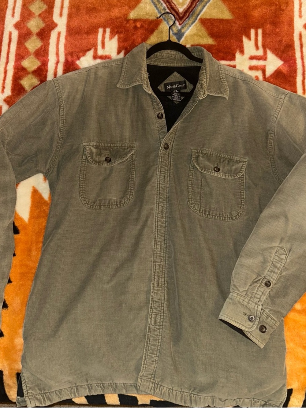 NorthCrest Olive Green Corduroy Button-Up jacket